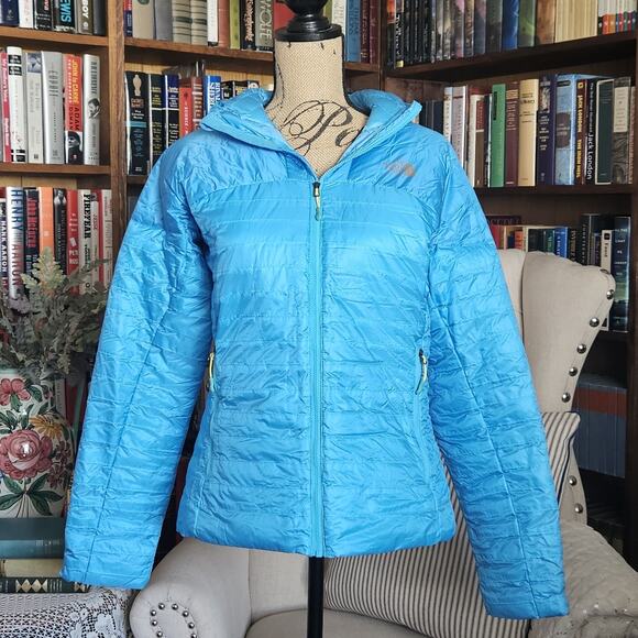 The North Face Puffer Hooded Jacket M Summit Series 800 Turquoise Granola EUC - Picture 1 of 11